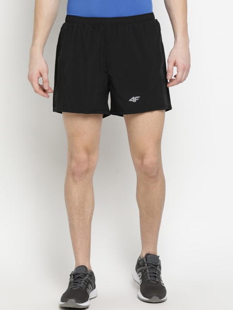 

4F Men Black Solid Regular Fit Regular Shorts