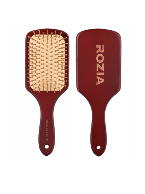 

Rozia Maroon Wooden Bristle Paddle Detangler Hair Brush With Ultra-soft Bristles