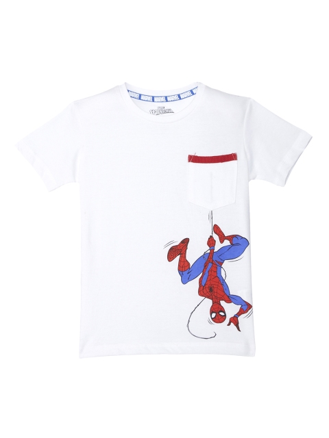 

Kids Ville Boys White Spiderman Printed Round Neck T-shirt
