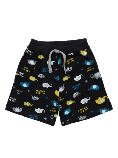 

YK Boys Black Printed Regular Fit Regular Shorts