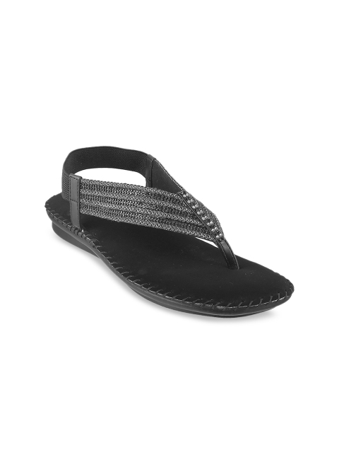 

Metro Women Black Embellished Open Toe Flats