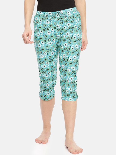 

Macrowoman W-Series Women Green & White Printed Active Lounge Capris