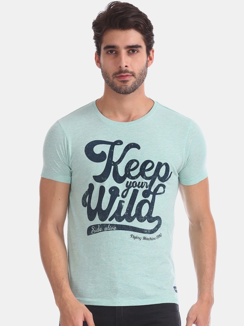 

Flying Machine Men Green Printed Round Neck T-shirt