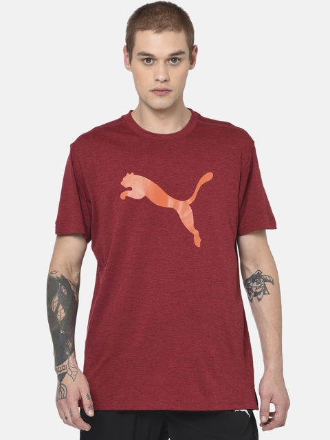 

Puma Men Maroon Printed Heather Cat Brand Logo T-shirt