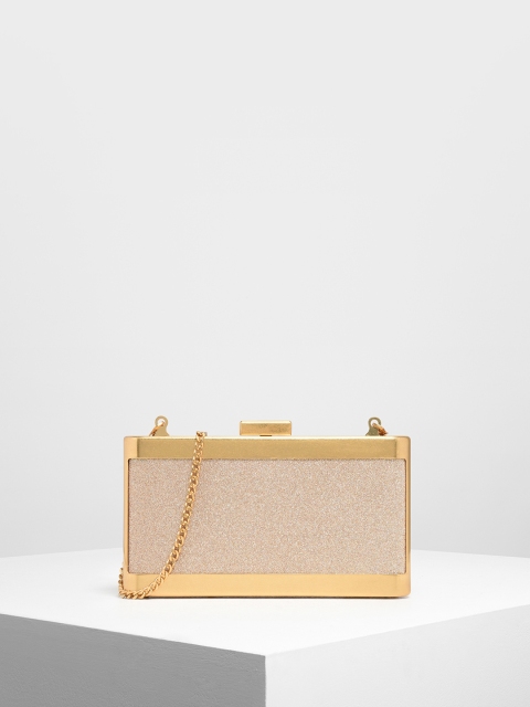 

CHARLES & KEITH Rose Gold & Gold Solid Glitter Box Clutch