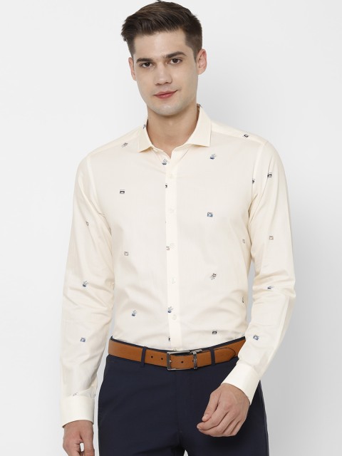 

SIMON CARTER LONDON Men Cream Slim Fit Printed Formal Shirt