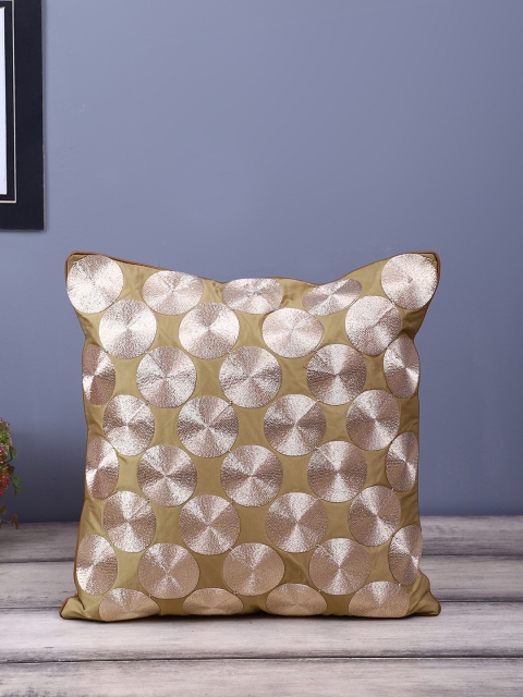 

eyda Gold-Toned Embroidered Square Cushion Cover