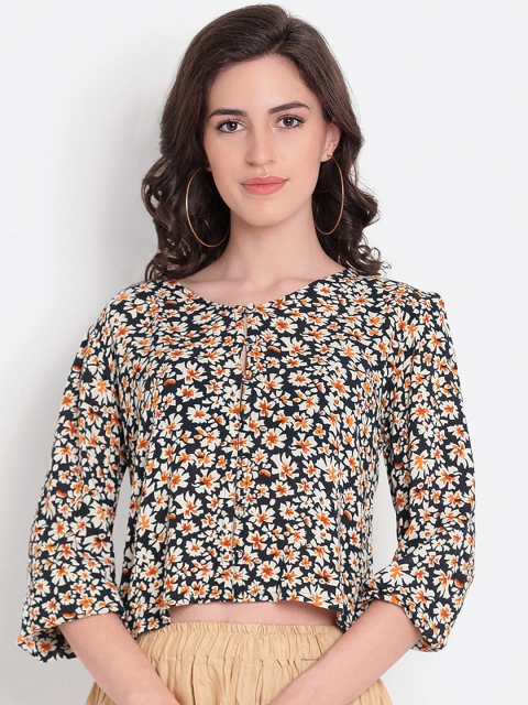

TAG 7 Women Navy Blue & White Printed Top