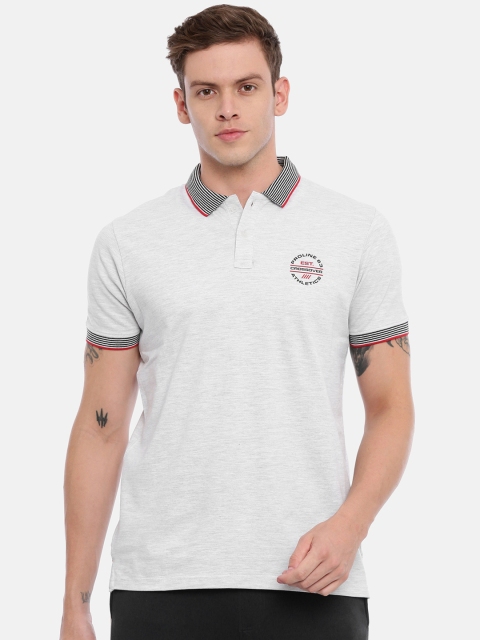 

Proline Men Grey Melange Solid Polo Collar T-shirt