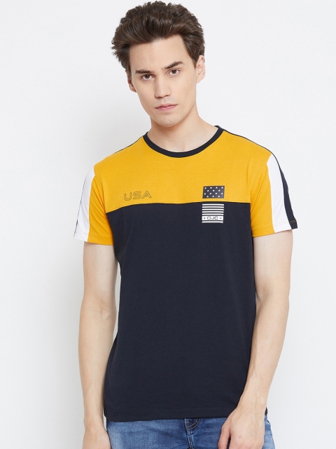 

Octave Men Navy Blue Colourblocked Round Neck T-shirt