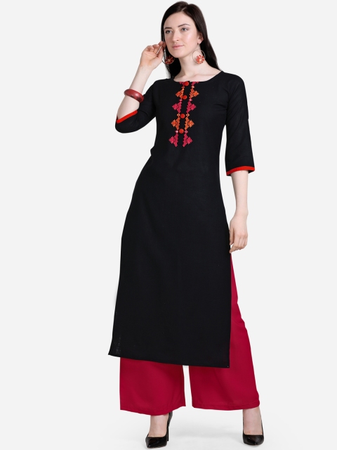 

Silk Bazar Women Black & Red Embroidered Kurta with Palazzos