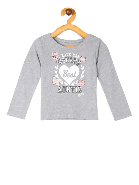 

The Childrens Place Girls Grey Printed Round Neck T-shirt