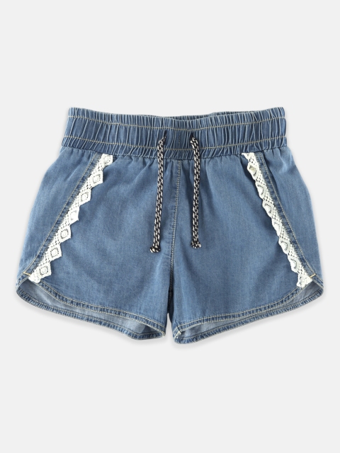 

POPPERS by Pantaloons Girls Blue Self Design Denim Shorts