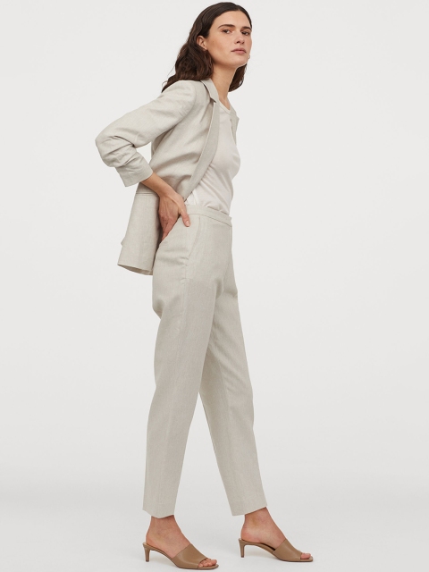 

H&M Women Off-White Cigarette Trousers