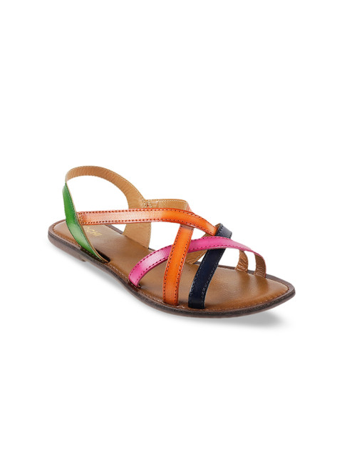 

Mochi Women Multicoloured Colourblocked Open Toe Flats, Multi