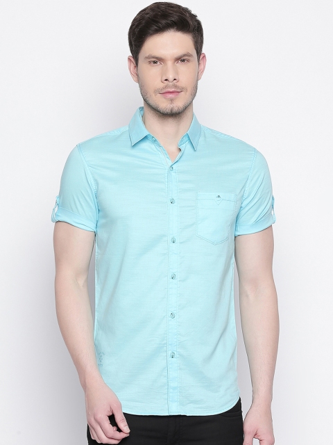 

Mufti Men Blue Slim Fit Solid Casual Shirt