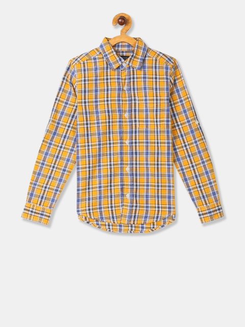 

The Childrens Place Boys Yellow & Blue Regular Fit Checked Casual Shirt