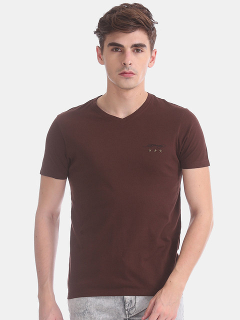

Ed Hardy Men Brown Solid Slim Fit V-Neck T-shirt
