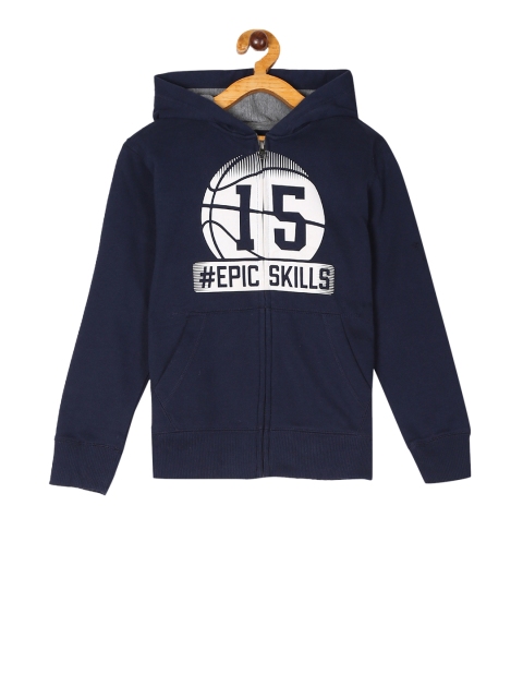

The Childrens Place Boys Blue Printed Hooded Sweatshirt