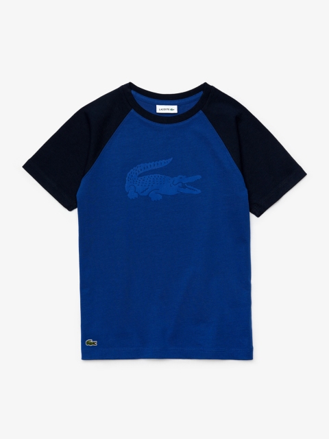 

Lacoste Boys Blue Brand Logo Printed Round Neck T-shirt