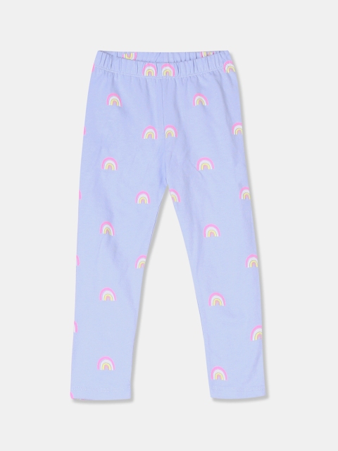 

GAP Toddler Girl Blue Elasticized Waist Rainbow Printed Leggings