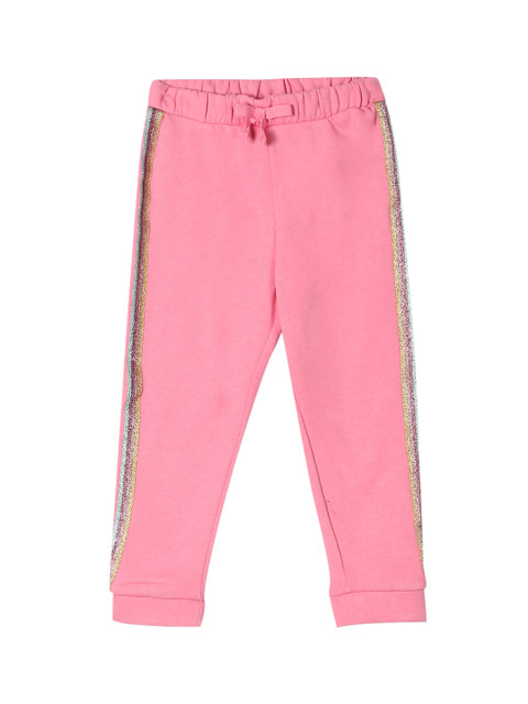 

The Childrens Place Baby & Toddler Girls Pink Solid Active Glitter Side Stripe Fleece Joggers