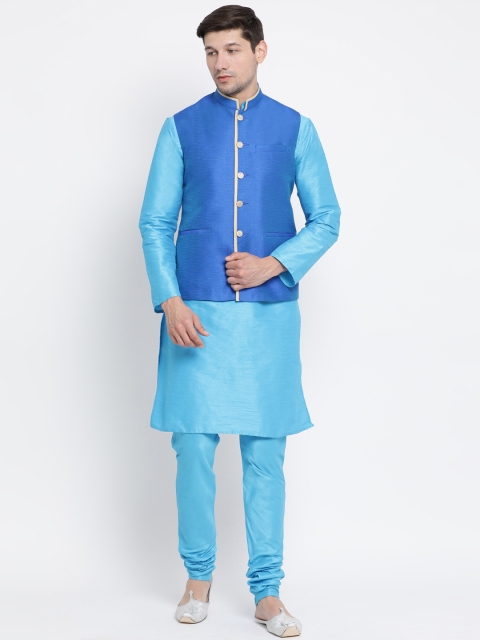

VASTRAMAY Men Blue Solid Kurta with Churidar