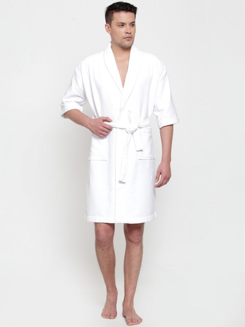 

Trident Unisex White Solid Bath Robe