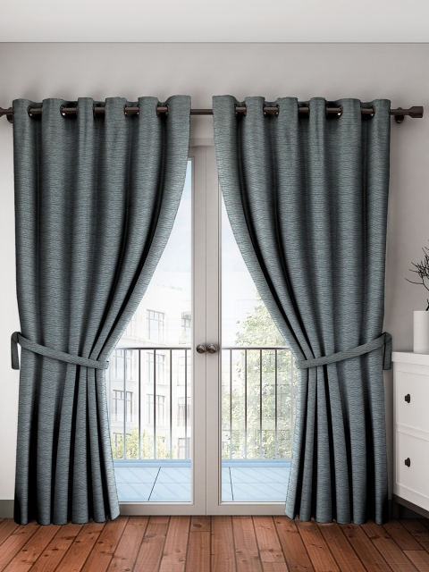

NEUDIS Brown & Blue Set of 2 Long Door Curtains