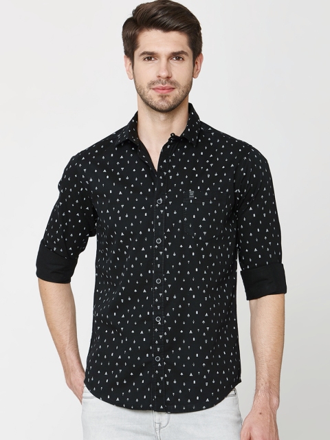 

Mufti Men Black Slim Fit Printed Casual Shirt