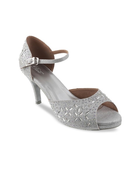 

Mochi Women Silver-Toned Textured Heels