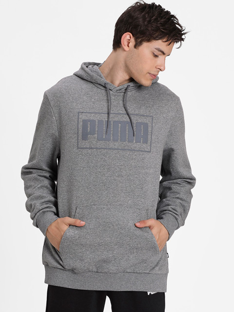 

Puma Men Grey Solid Hooded Sweatshirt