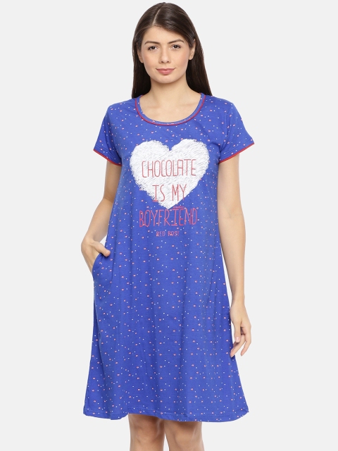 

Red Rose Blue & White Printed Nightdress