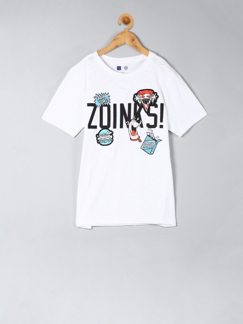 GAP Boys White Warner Bros Graphic Print Round Neck T-shirt