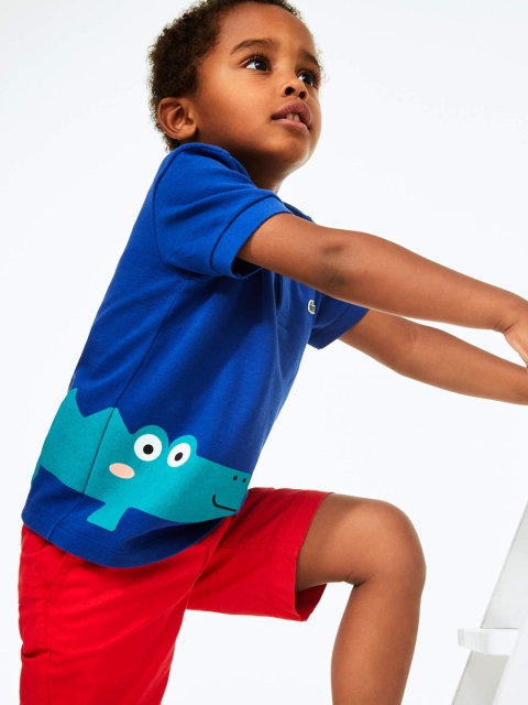 

Lacoste Boys Blue Printed Polo Collar T-shirt