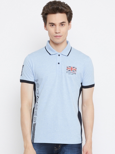 

Octave Men Blue Solid Polo Collar T-shirt
