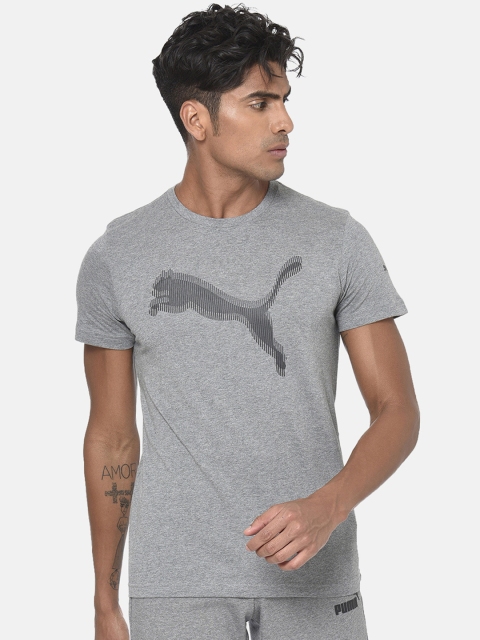 

Puma Men Grey Printed Round Neck Double Line Tee