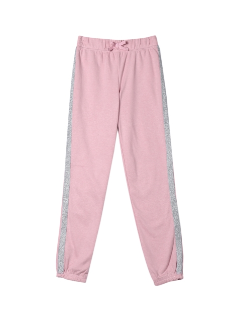 

The Childrens Place Girls Pink Solid Straight-Fit Fleece Joggers
