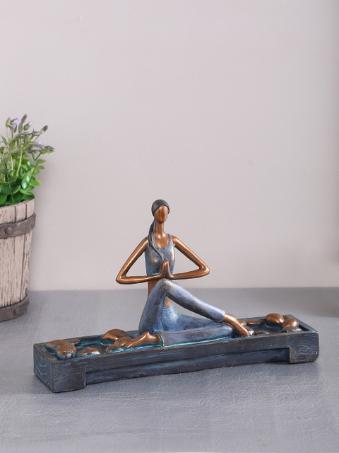 

TAYHAA Brown & Blue Divine and Peaceful Yoga Statue Showpiece