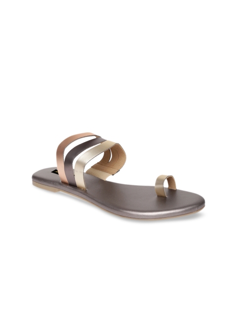

Milano Torre Women Gold-Toned & Khaki Colourblocked One Toe Flats