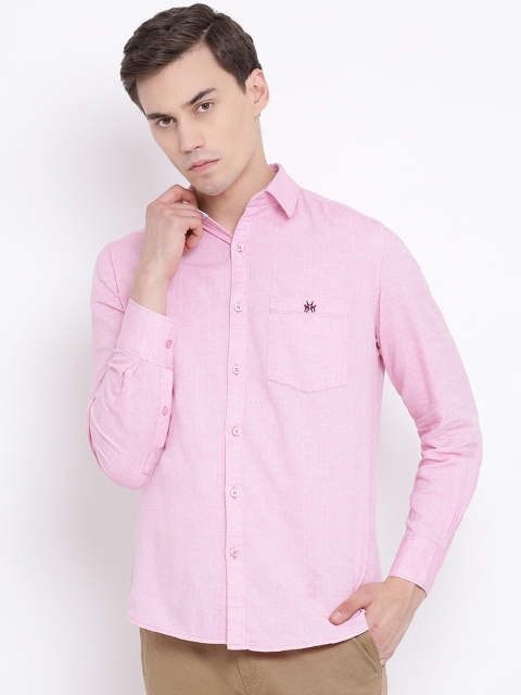 

Crimsoune Club Men Pink Slim Fit Printed Casual Shirt