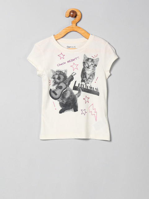 

GAP Girls White Short Sleeve Printed Tee