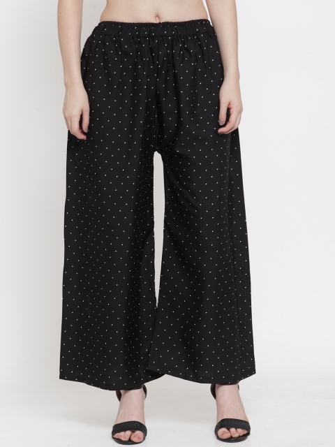 

TAG 7 Women Black & White Printed Wide Leg Palazzos