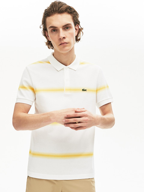 

Lacoste Men White Striped Polo Collar T-shirt