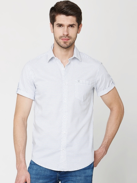 

Mufti Men White & Blue Slim Fit Printed Casual Shirt