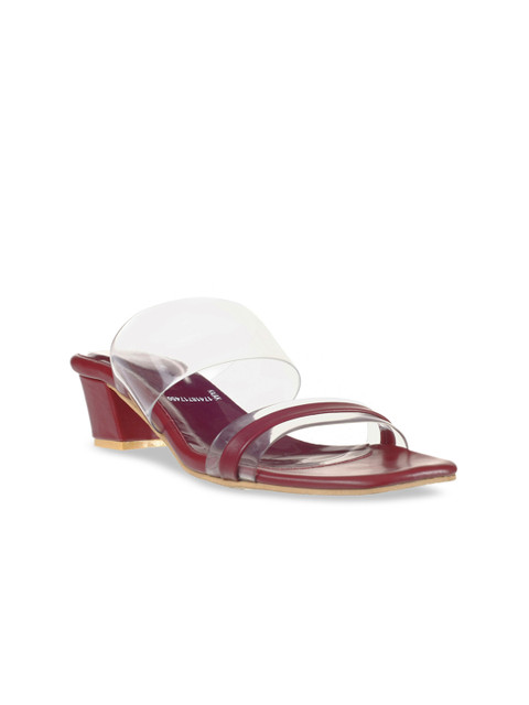 

Khadims Women Maroon & Transparent Solid Block Heels