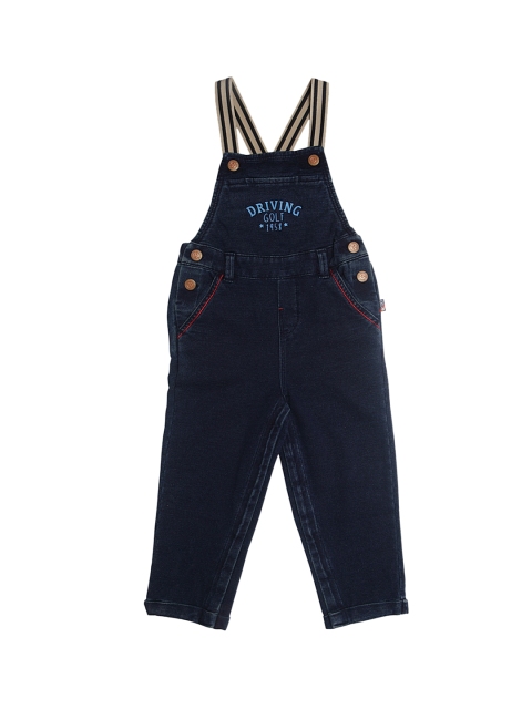 

Chicco Infant Boys Navy Blue Solid Denim Dungarees
