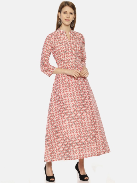 

Resha Women Peach-Coloured Printed Ethnic Maxi Dress