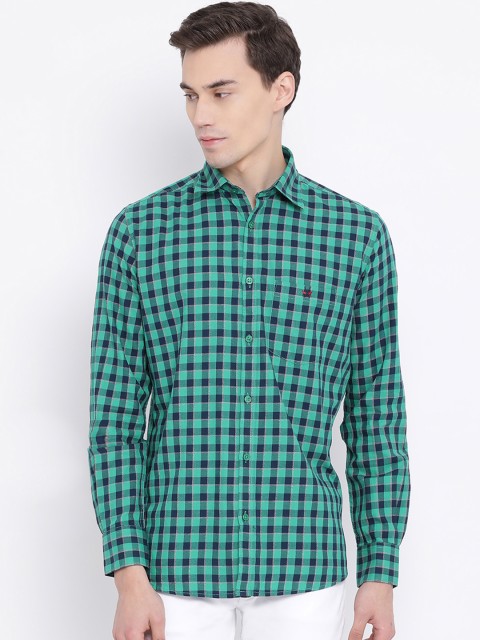 

Crimsoune Club Men Green Smart Slim Fit Checked Casual Shirt