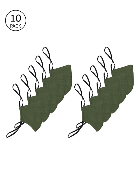 

The Vanca Unisex Olive Green 10 Pcs 3-Ply Reusable Face Masks